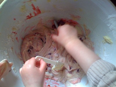It makes a pleasingly pink cake mixture