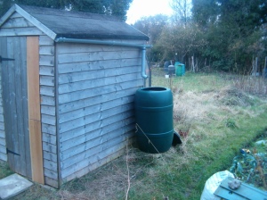 Shed, water butt, compost bins...